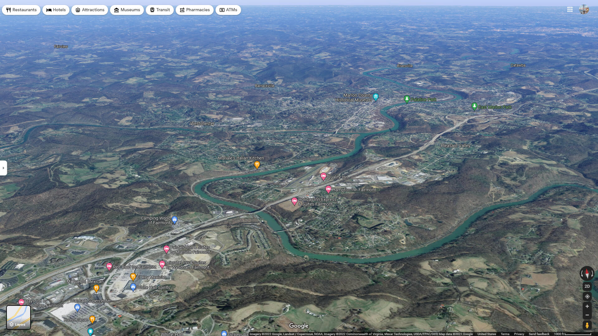 Fairmont Aerial Map West Virginia